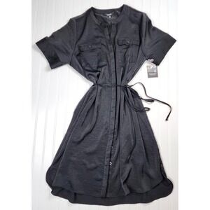 Simply Vera Vera Wang Black Belted Shirt Dress Tie Waist Midi Knee Length XXL
